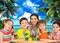 Summer Theme Photo Ocean Blue Sky Seaside Tropical Palm Trees Luau Birthday Party Decor Banner 82x60in